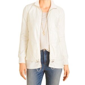 Chico’s Zenergy Fleece Mixed Fabric Puffer Jacket Ivory Size 3